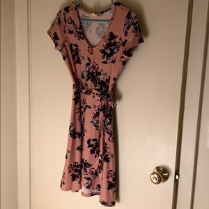 Floral Pink Rose Dress - Polyester & Spandex